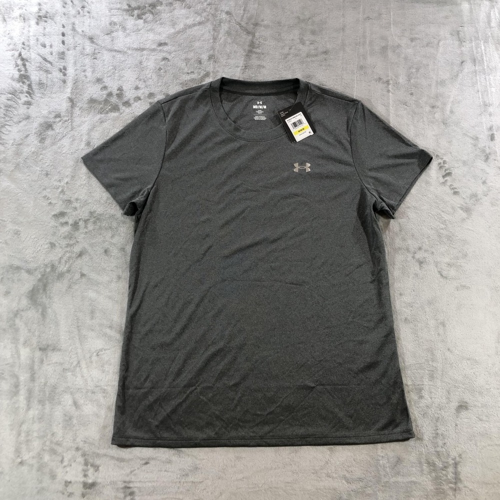 Under Armour Shirt Womens Medium Gray Velocity Short Sleeve 1384246 Loose Fit